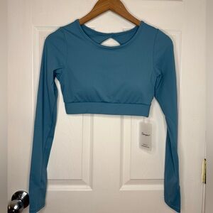 NWT Danysu Open Back Crop Top Long Sleeve Medium Color Virxlian Forest